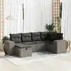 Image de vidaXL Salon de jardin 6 pcs avec coussins gris résine tressée