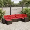 Image de vidaXL Salon de jardin avec coussins 7 pcs marron résine tressée