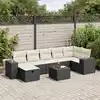 Image de vidaXL Salon de jardin 8 pcs avec coussins noir résine tressée