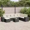 Image de vidaXL Salon de jardin 9 pcs avec coussins noir résine tressée