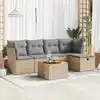 Image de vidaXL Salon de jardin avec coussins 6 pcs beige résine tressée