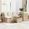 Image de vidaXL Salon de jardin avec coussins 7 pcs beige résine tressée