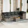 Image de vidaXL Salon de jardin 8 pcs avec coussins gris résine tressée