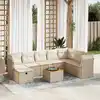 Image de vidaXL Salon de jardin avec coussins 9 pcs beige résine tressée