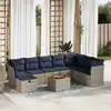 Image de vidaXL Salon de jardin 9 pcs avec coussins gris résine tressée