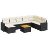 Image de vidaXL Salon de jardin 9 pcs avec coussins noir résine tressée, ensemble de canapés d'extérieur, ensemble de canapé d'angle de jardin, meuble d'angle de jardin