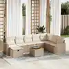 Image de vidaXL Salon de jardin avec coussins 9 pcs beige résine tressée