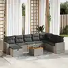 Image de vidaXL Salon de jardin 9 pcs avec coussins gris résine tressée