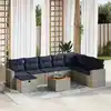 Image de vidaXL Salon de jardin 9 pcs avec coussins gris résine tressée