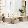 Image de vidaXL Salon de jardin avec coussins 6 pcs beige résine tressée