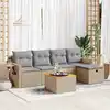 Image de vidaXL Salon de jardin avec coussins 6 pcs beige résine tressée