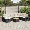 Image de vidaXL Salon de jardin 9 pcs avec coussins noir résine tressée