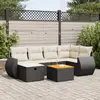 Image de vidaXL Salon de jardin 7 pcs avec coussins noir résine tressée