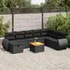 Image de vidaXL Salon de jardin 9 pcs avec coussins noir résine tressée
