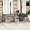 Image de vidaXL Salon de jardin avec coussins 9 pcs beige résine tressée