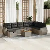 Image de vidaXL Salon de jardin 9 pcs avec coussins gris résine tressée