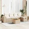 Image de vidaXL Salon de jardin avec coussins 6 pcs beige résine tressée