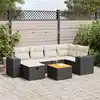 Image de vidaXL Salon de jardin 7 pcs avec coussins noir résine tressée