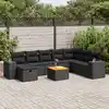 Image de vidaXL Salon de jardin 9 pcs avec coussins noir résine tressée