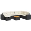 Image de vidaXL Salon de jardin 9 pcs avec coussins noir résine tressée