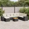 Image de vidaXL Salon de jardin 9 pcs avec coussins noir résine tressée