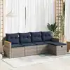 Image de vidaXL Salon de jardin 5 pcs avec coussins gris résine tressée