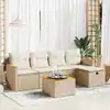 Image de vidaXL Salon de jardin avec coussins 6 pcs beige résine tressée