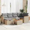Image de vidaXL Salon de jardin avec coussins 7 pcs beige résine tressée