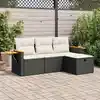 Image de vidaXL Salon de jardin 4 pcs avec coussins noir résine tressée