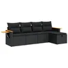 Image de vidaXL Salon de jardin 5 pcs avec coussins noir résine tressée