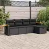 Image de vidaXL Salon de jardin 5 pcs avec coussins noir résine tressée