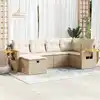 Image de vidaXL Salon de jardin avec coussins 6 pcs beige résine tressée