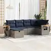 Image de vidaXL Salon de jardin 6 pcs avec coussins gris résine tressée