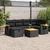 Image de vidaXL Salon de jardin 7 pcs avec coussins noir résine tressée