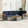 Image de vidaXL Salon de jardin avec coussins 7 pcs gris résine tressée