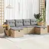 Image de vidaXL Salon de jardin avec coussins 6 pcs beige résine tressée