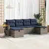 Image de vidaXL Salon de jardin 6 pcs avec coussins gris résine tressée
