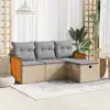 Image de vidaXL Salon de jardin avec coussins 4 pcs beige résine tressée