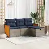 Image de vidaXL Salon de jardin 4 pcs avec coussins gris résine tressée