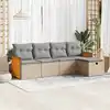 Image de vidaXL Salon de jardin avec coussins 5 pcs beige résine tressée