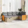 Image de vidaXL Salon de jardin avec coussins 6 pcs beige résine tressée