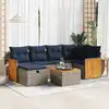 Image de vidaXL Salon de jardin avec coussins 7 pcs gris résine tressée