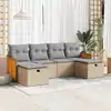 Image de vidaXL Salon de jardin avec coussins 6 pcs beige résine tressée