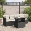 Image de vidaXL Salon de jardin 5 pcs avec coussins noir résine tressée