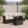 Image de vidaXL Salon de jardin avec coussins 5 pcs marron résine tressée