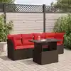 Image de vidaXL Salon de jardin avec coussins 5pcs marron résine tressée acacia