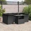 Image de vidaXL Salon de jardin 7 pcs avec coussins noir résine tressée