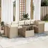 Image de vidaXL Salon de jardin avec coussins 8 pcs beige résine tressée