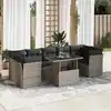 Image de vidaXL Salon de jardin 8 pcs avec coussins gris résine tressée