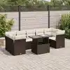 Image de vidaXL Salon de jardin 8 pcs avec coussins marron résine tressée